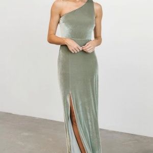 Tatiana Velvet One Shoulder Maxi Dress | Sage - XL